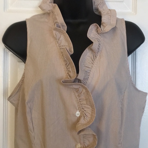 NY&CO Tan/White Pinstripe Stretch - Picture 2 of 5